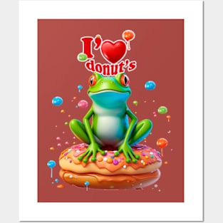 Frog with Donuts Posters and Art